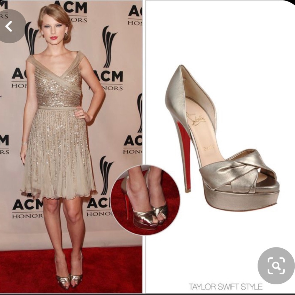 Christian Louboutin Designer Metallic Leather Pumps, 38, excellent condition